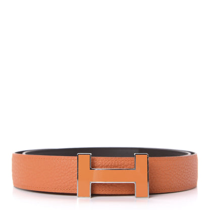Hermes Swift Togo 32mm Quizz H Belt 90 Chocolate Orange 1 of 5