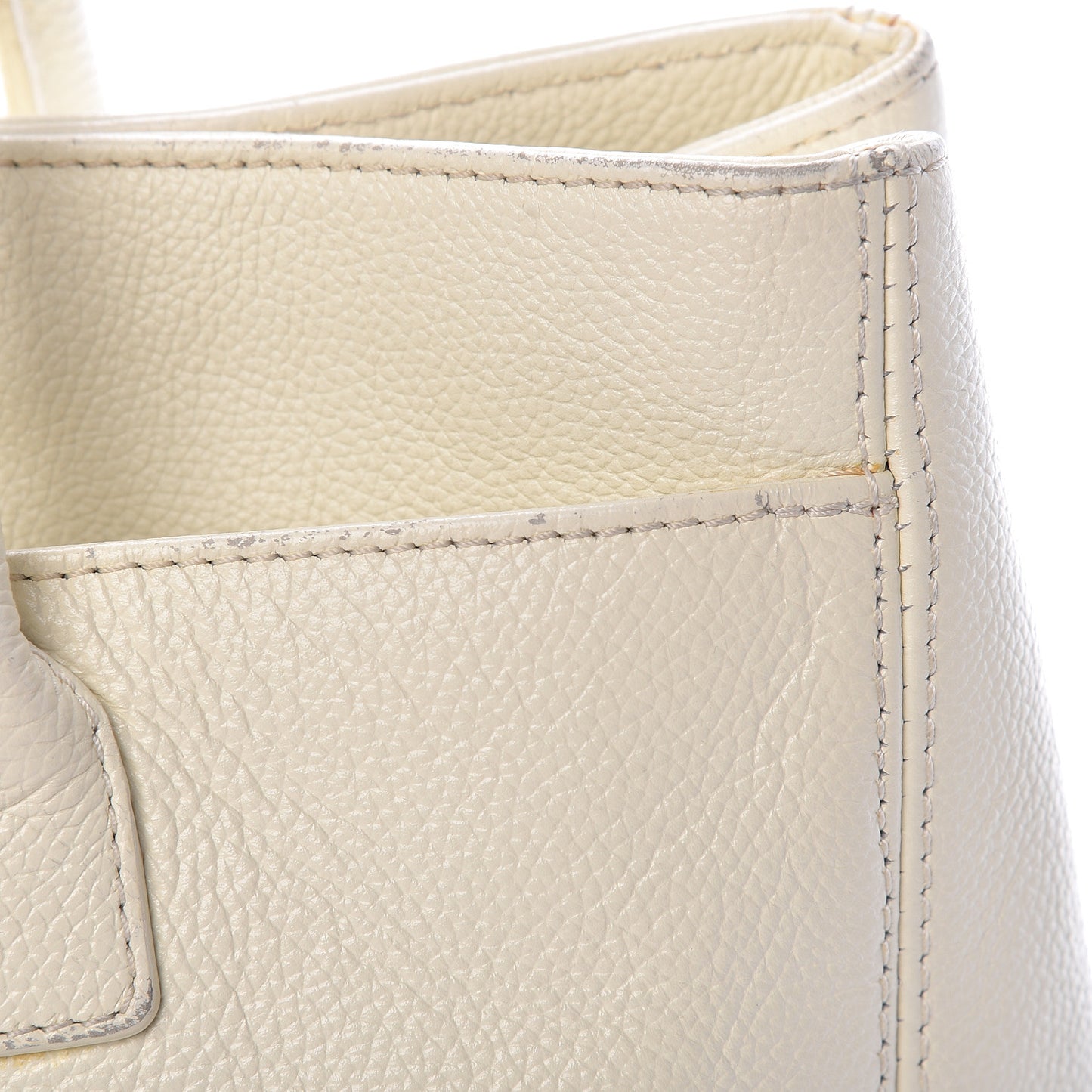 Calfskin Mademoiselle Lock Cerf Shopper Tote White