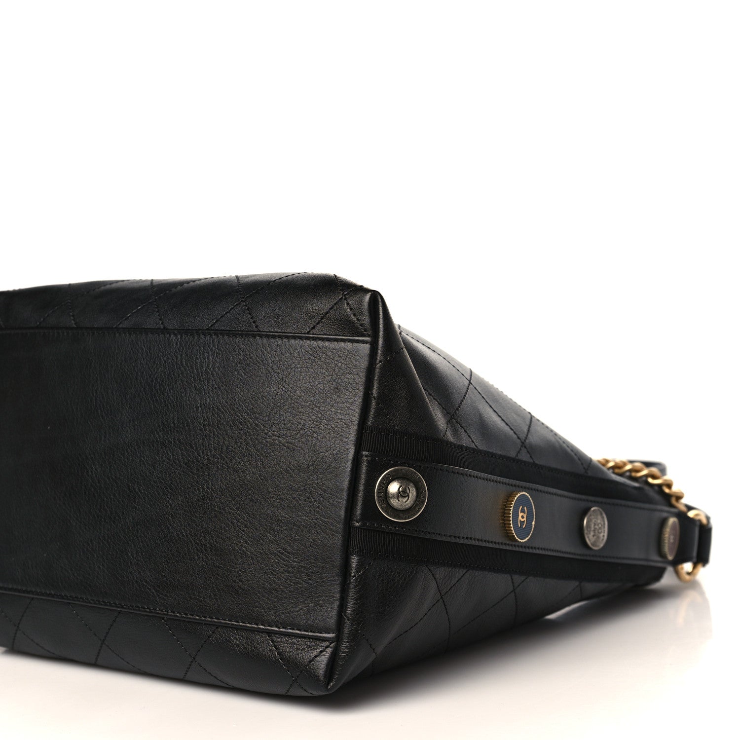 Chanel Calfskin Stitched Large Button Up Hobo Black 9 of 9