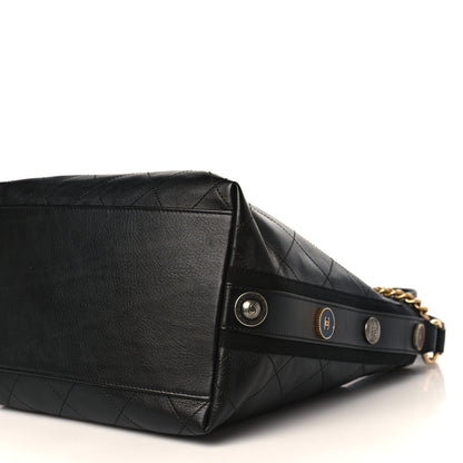 Chanel Calfskin Stitched Large Button Up Hobo Black 9 of 9