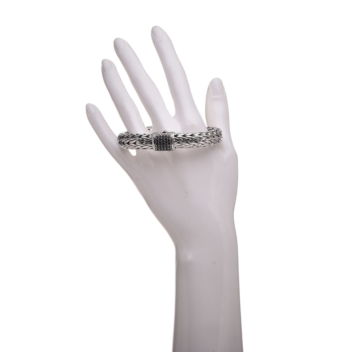 Sterling Silver Black Sapphire 10.5mm Classic Chain Bracelet
