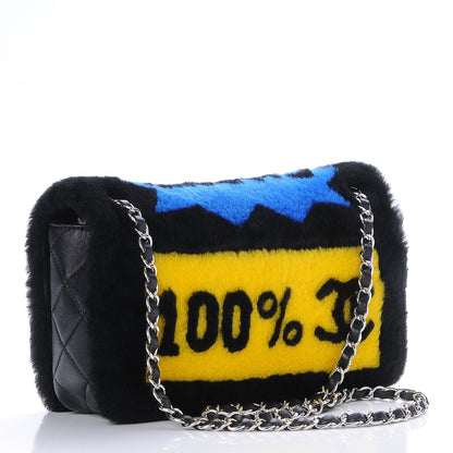 Chanel Shearling Lambskin Medium 100% Flap Black 4 of 8