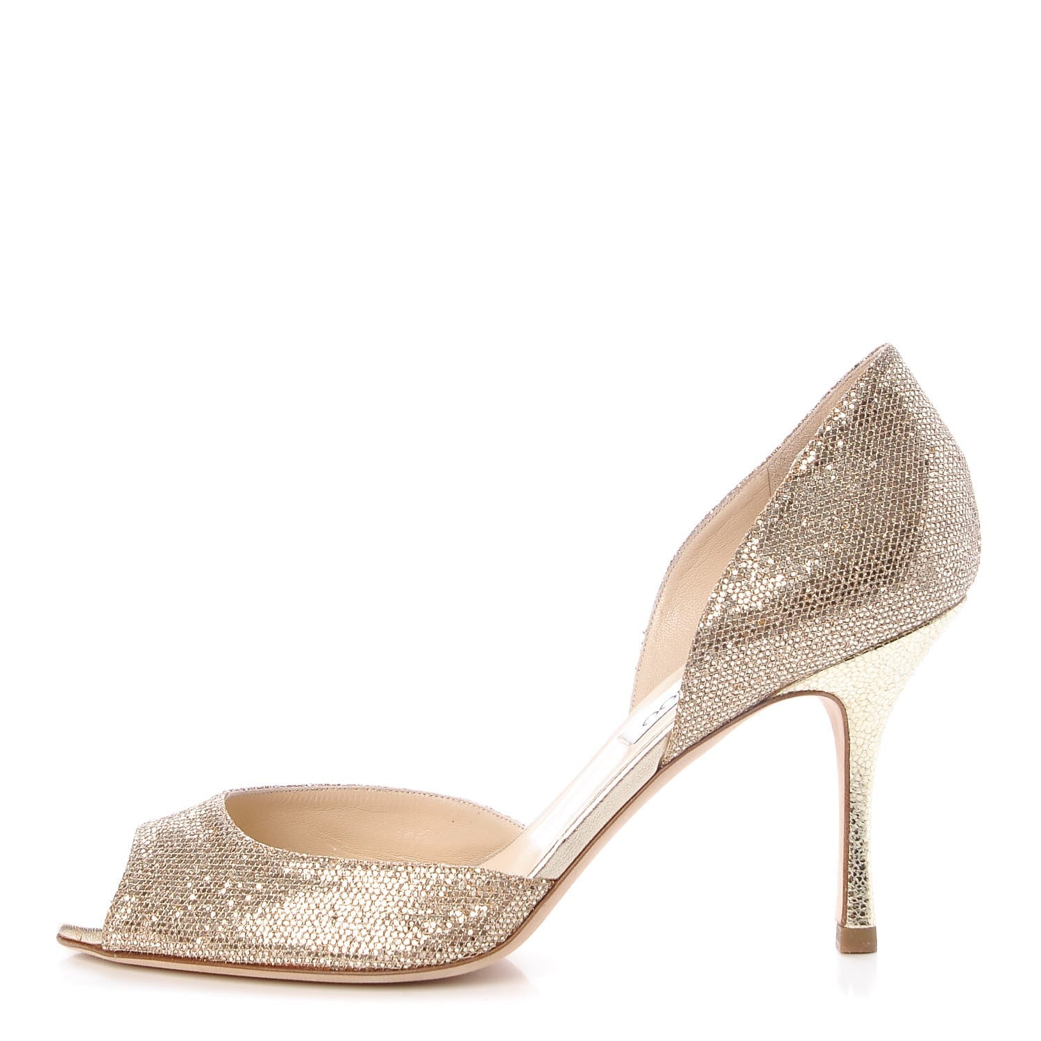Jimmy Choo Glitter Logan D'Orsay Pumps 38.5 Gold 1 of 12