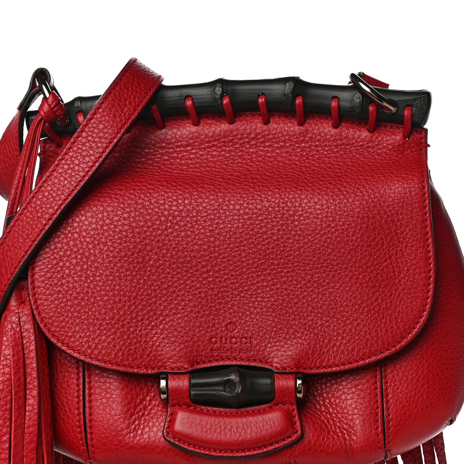 Gucci Calfskin Small Nouveau Fringe Shoulder Bag Flame Red 7 of 10