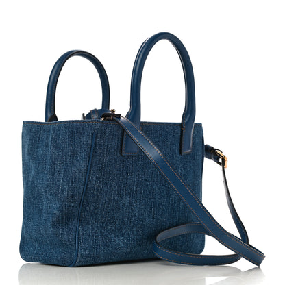 Versace Denim Mini La Medusa Chain Tote Navy Blue 2 of 9