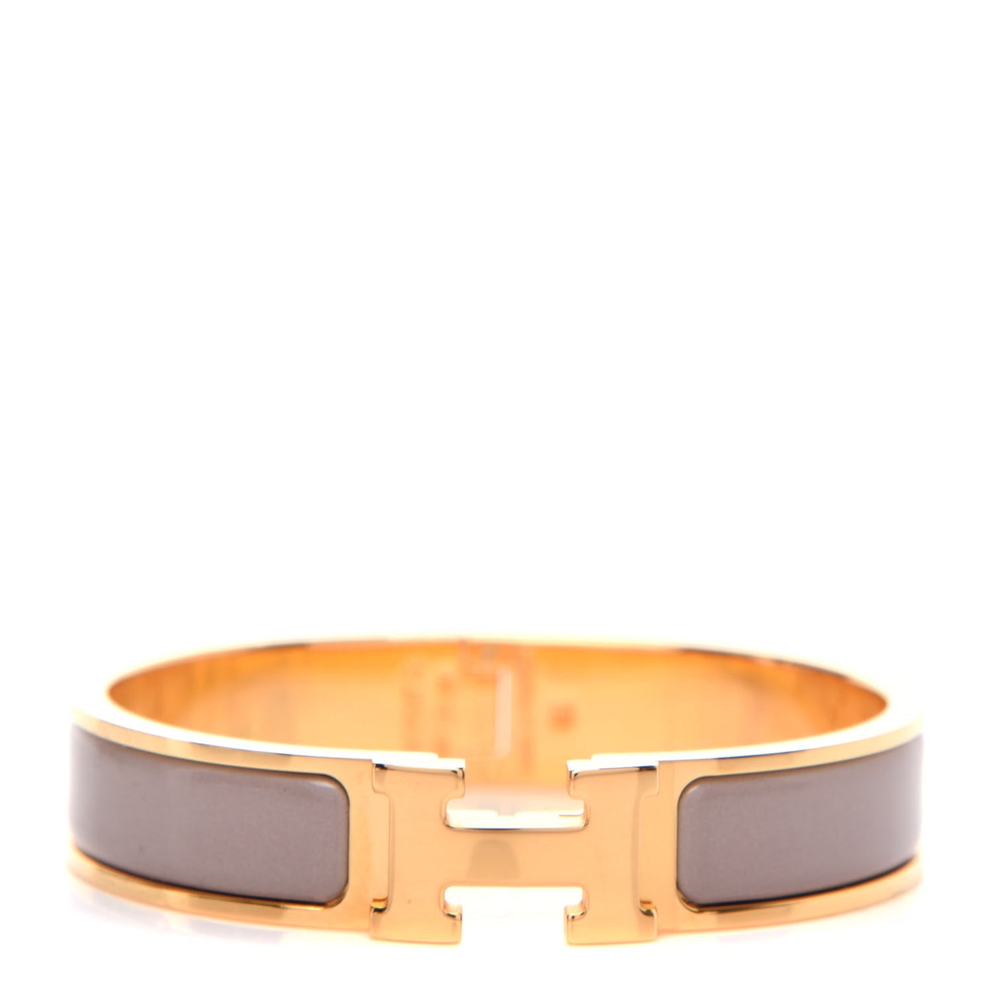 Enamel Narrow Clic Clac H Bracelet PM Marron Glace