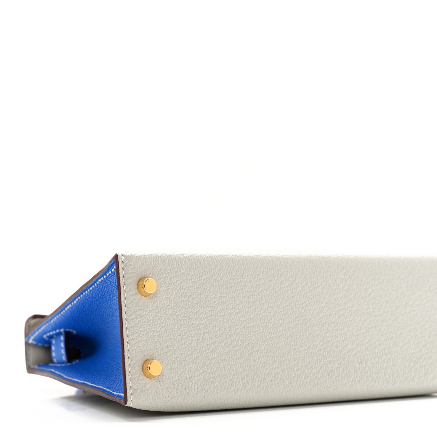 Chevre Mysore Horseshoe Mini Kelly Sellier 20 Gris Perle Bleu Hydra