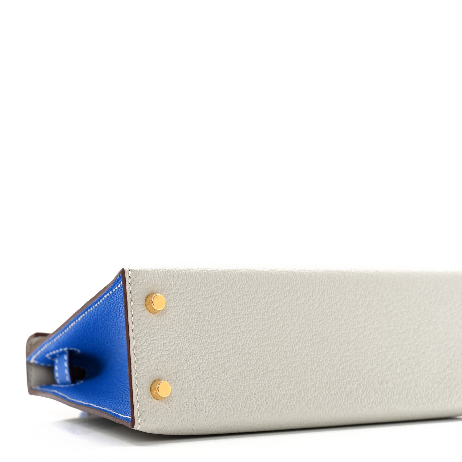 Hermes Chevre Mysore Horseshoe Mini Kelly Sellier 20 Gris Perle Bleu Hydra 8 of 12
