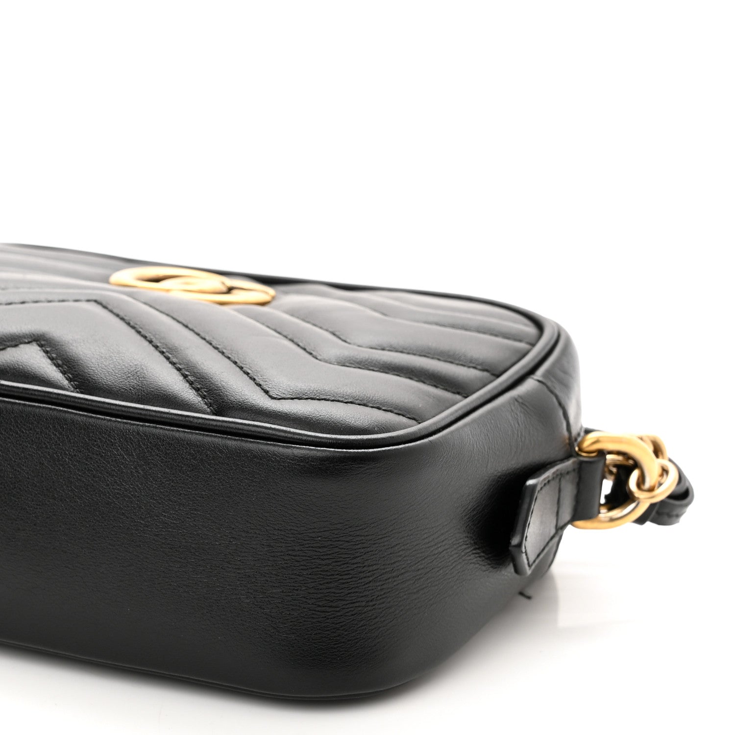 Gucci Calfskin Matelasse Mini GG Marmont Chain Shoulder Bag Black 10 of 10