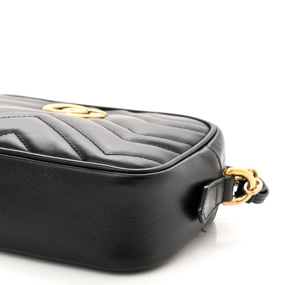 Gucci Calfskin Matelasse Mini GG Marmont Chain Shoulder Bag Black 10 of 10