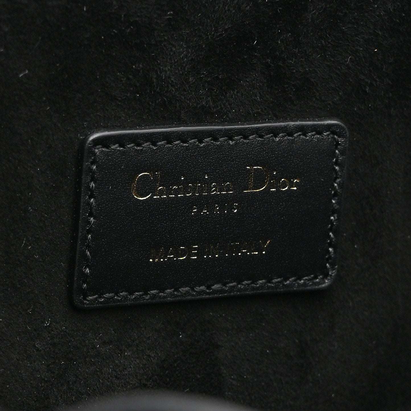 Calfskin CD Embossed Medium C'est Chain Bucket Bag Black
