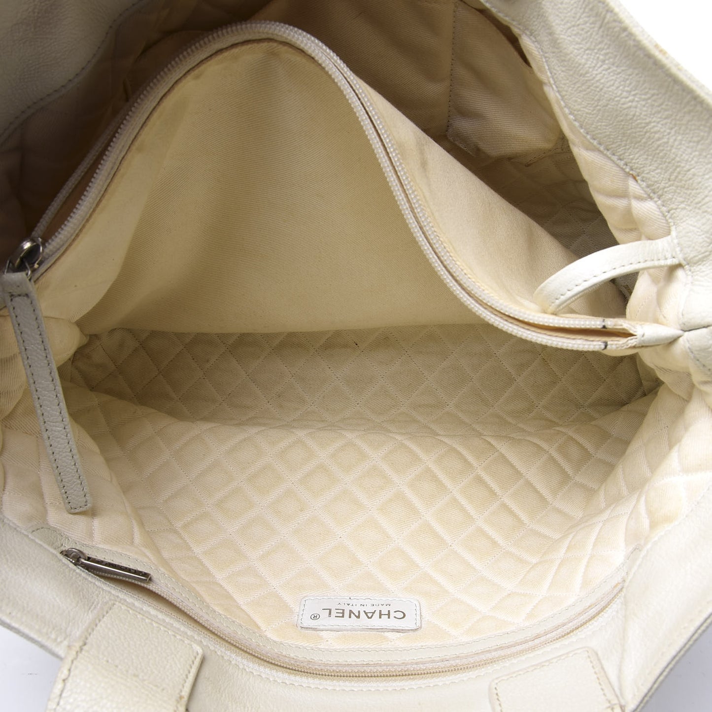 Goatskin Perforated Large CC Tote White
