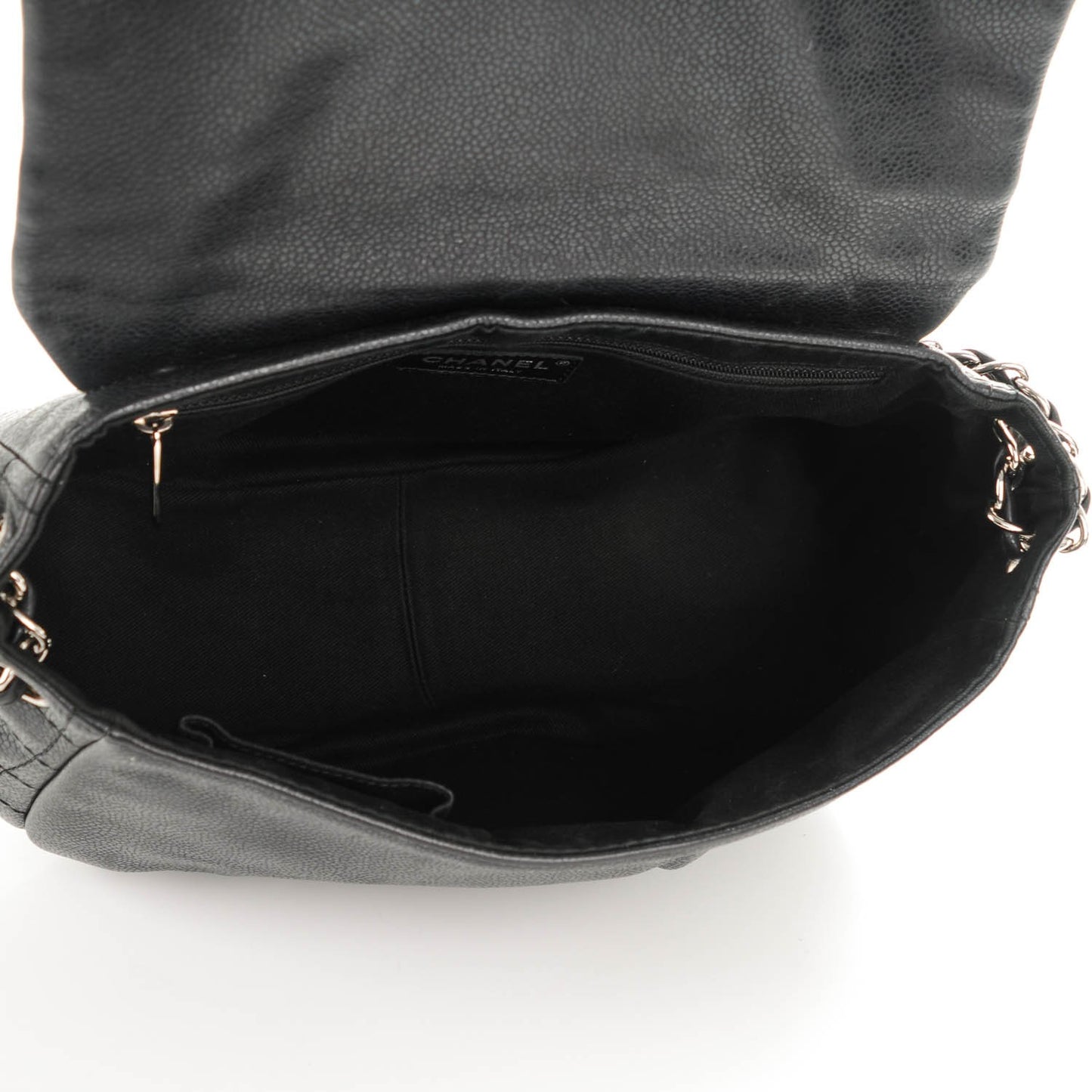 Caviar Half Moon Large Flap Black