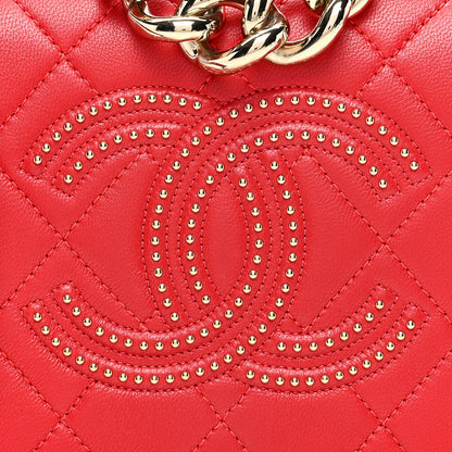 Chanel Lambskin Quilted Studded Beauty Begins Flap Red 8 of 10