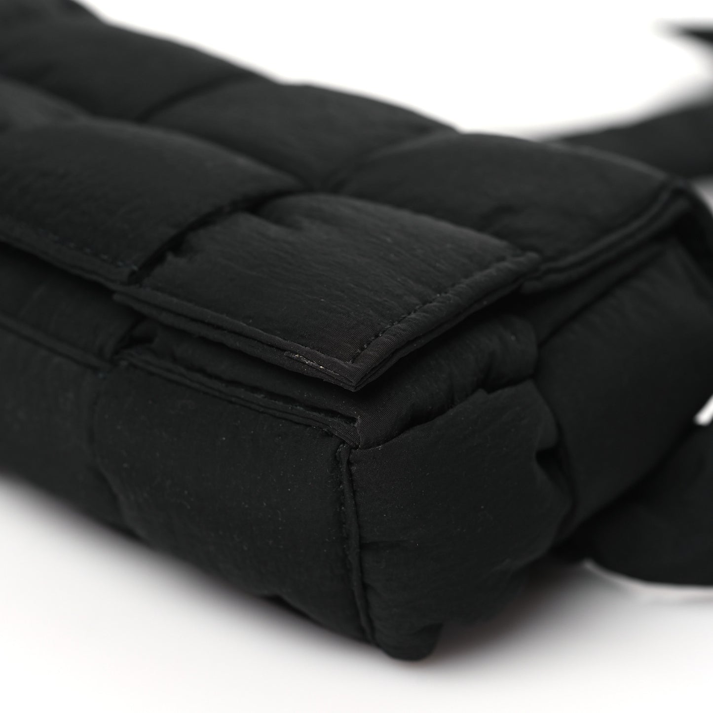 Nylon Intrecciato Padded Tech Mini Cassette Belt Bag Black