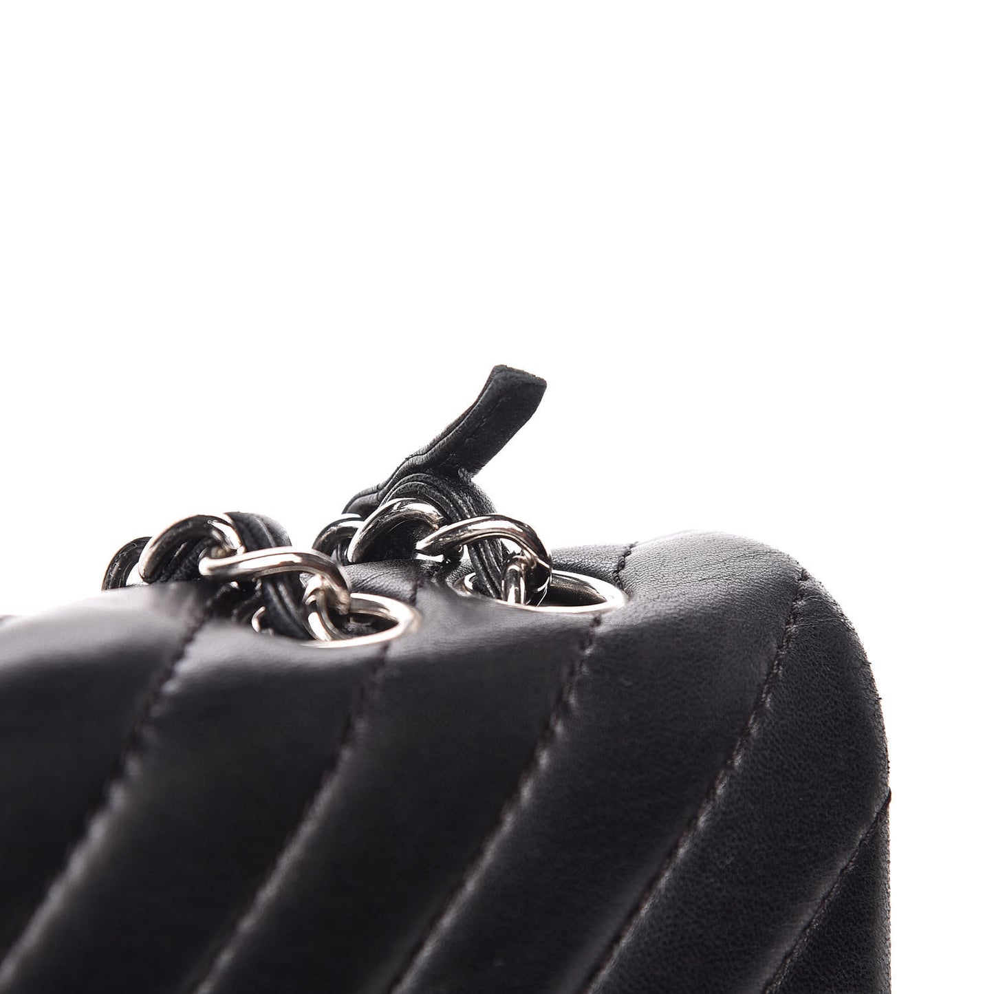 Lambskin Chevron Quilted Single Flap Black