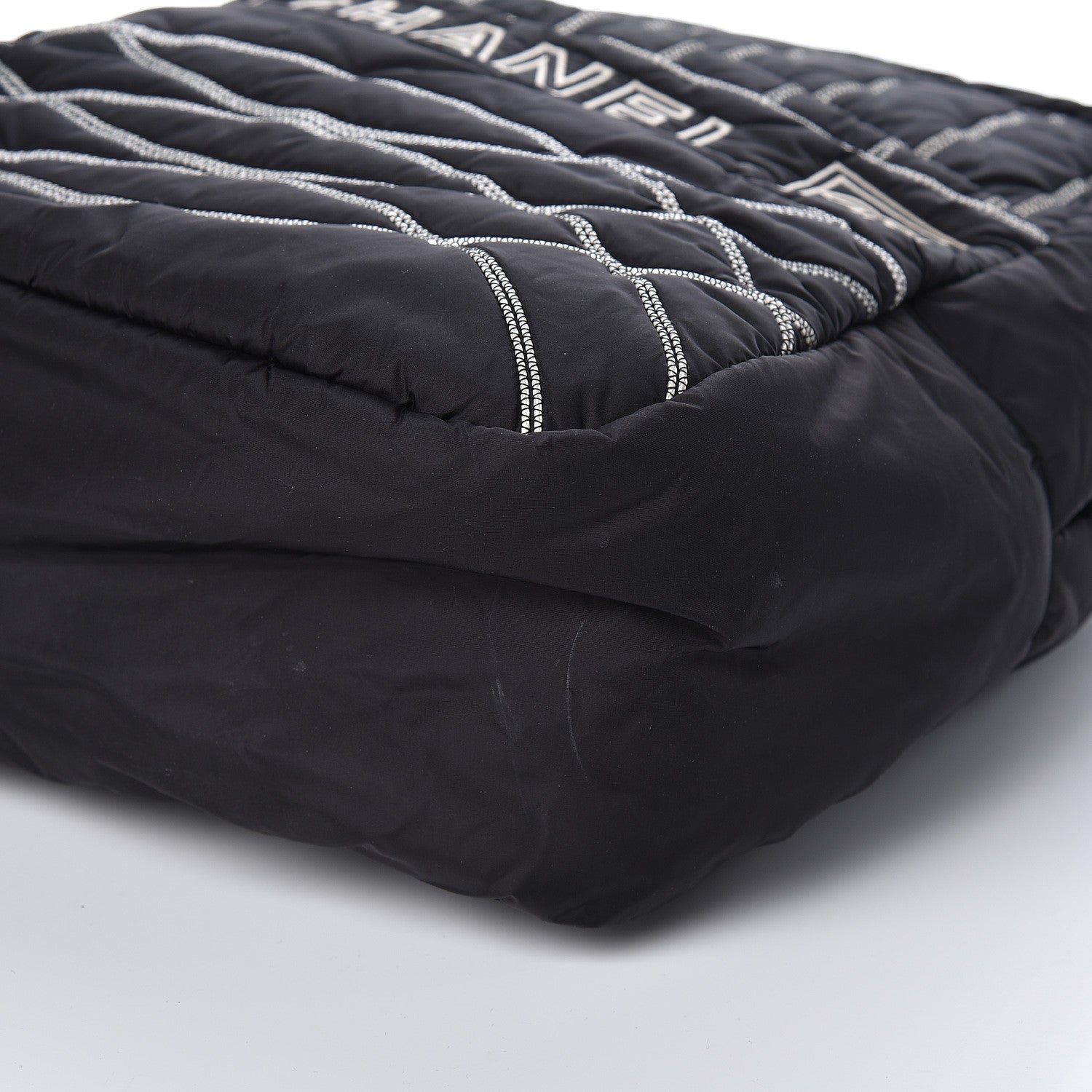 Chanel Nylon Embroidered CC Backpack White Black 10 of 14