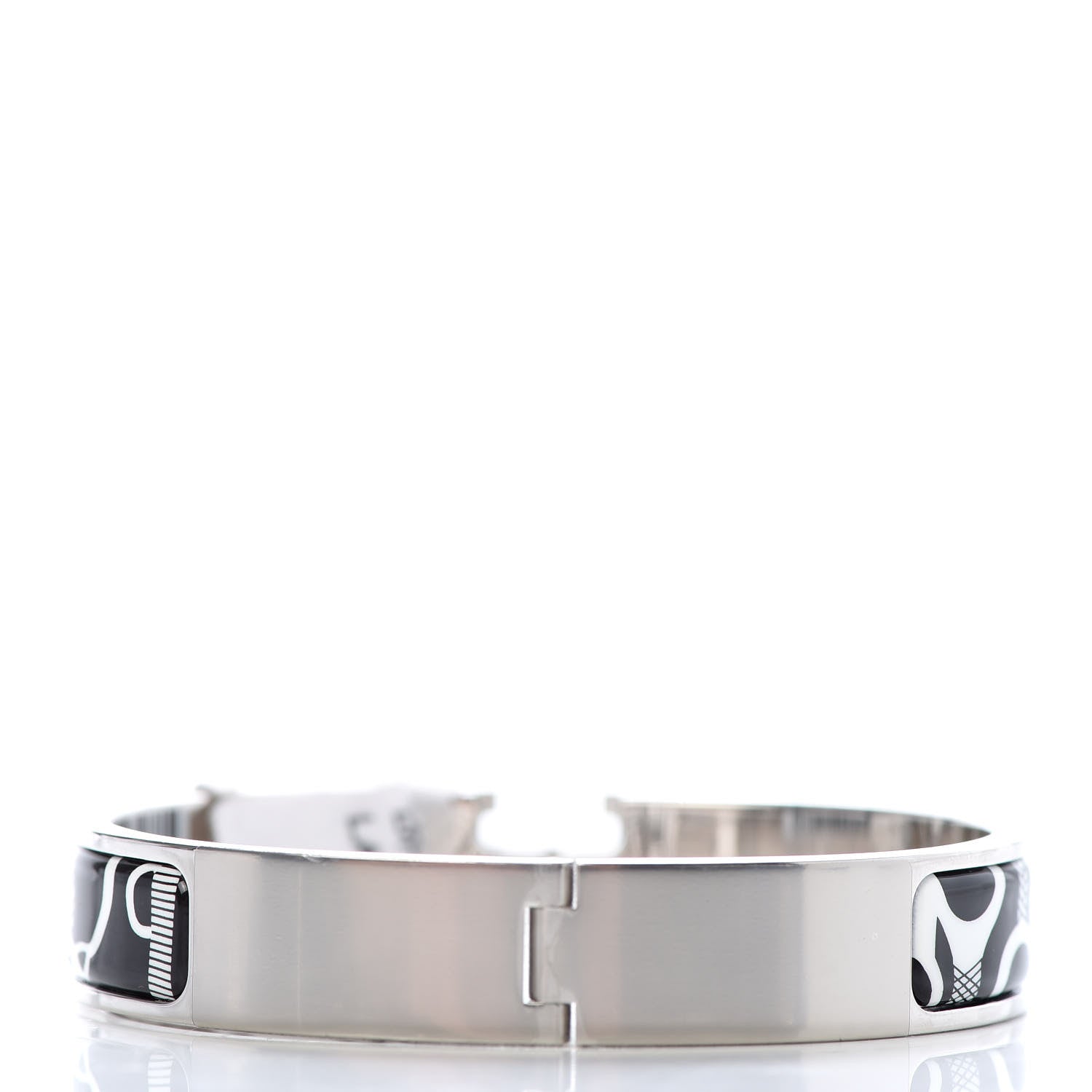 Hermes Enamel Printed Panoplie Equestre Narrow Clic Clac H Bracelet GM Positif Negatif 3 of 4