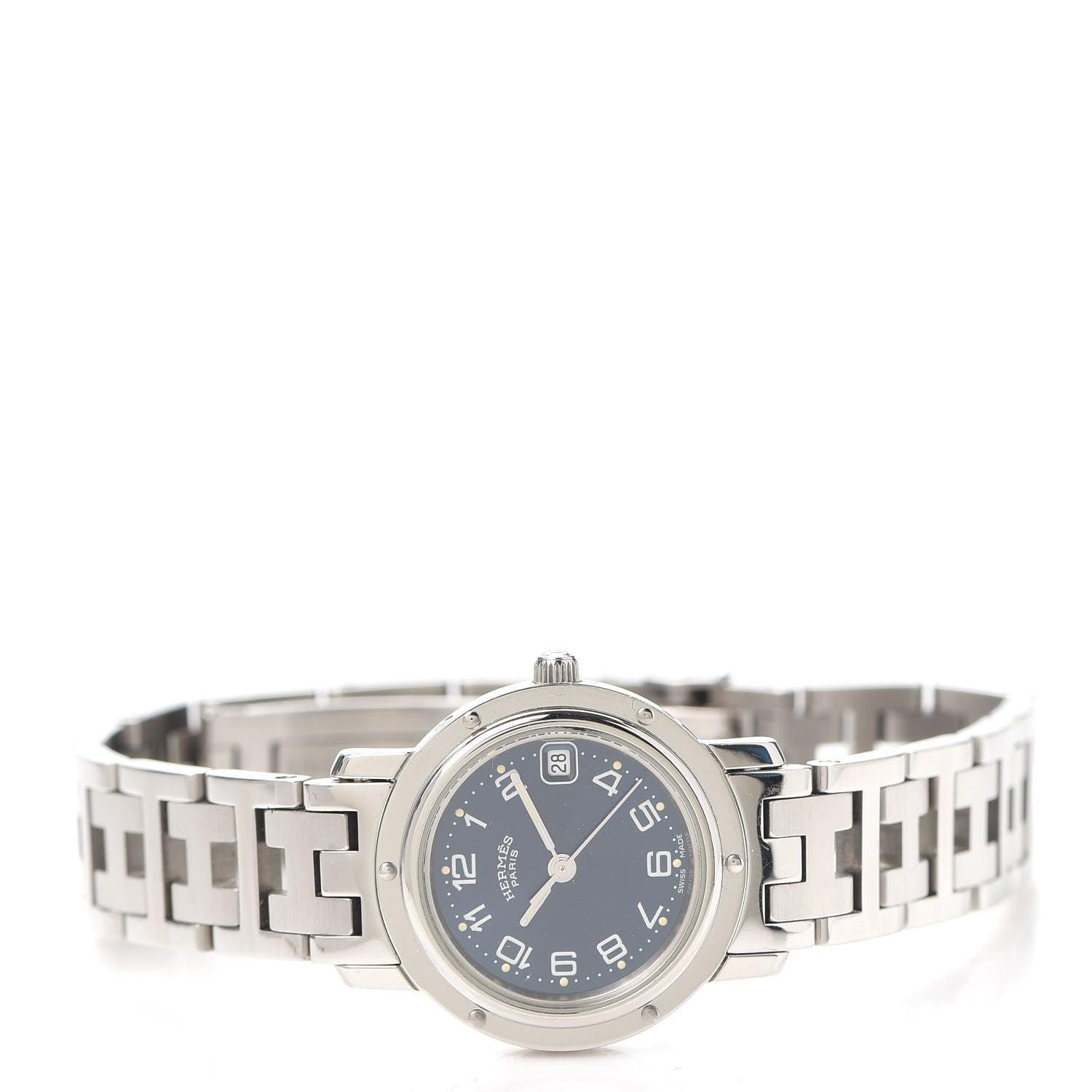 Hermes Stainless Steel 24mm Clipper Quartz Watch Blue 2 of 5