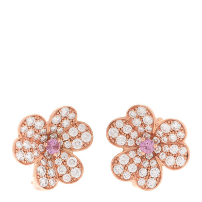 Van Cleef & Arpels 18K Rose Gold Diamond Pink Sapphire Small Frivole Earrings 1 of 5