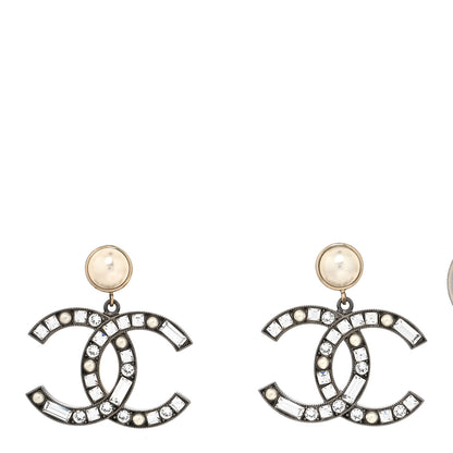 Chanel Crystal Baguette Pearl Bright Young Things CC Drop Earrings Silver 1 of 4