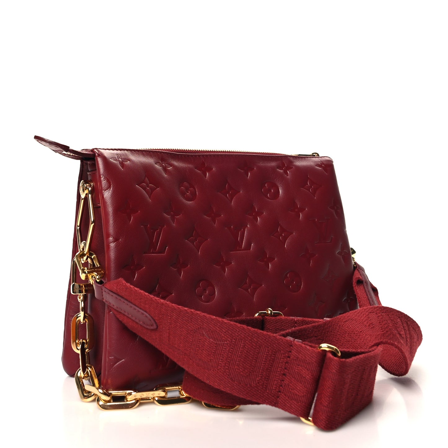 Lambskin Embossed Monogram Coussin PM Wine