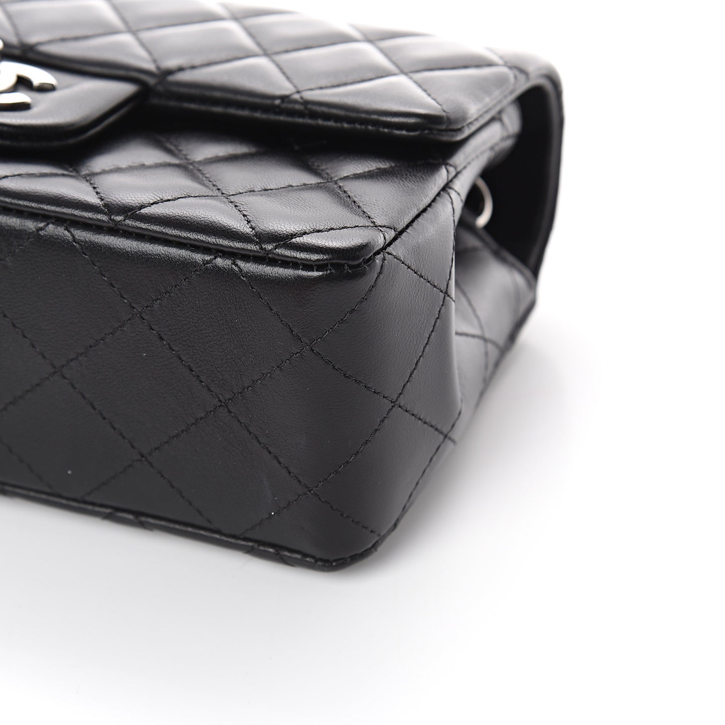 Lambskin Quilted Mini Rectangular Flap Black