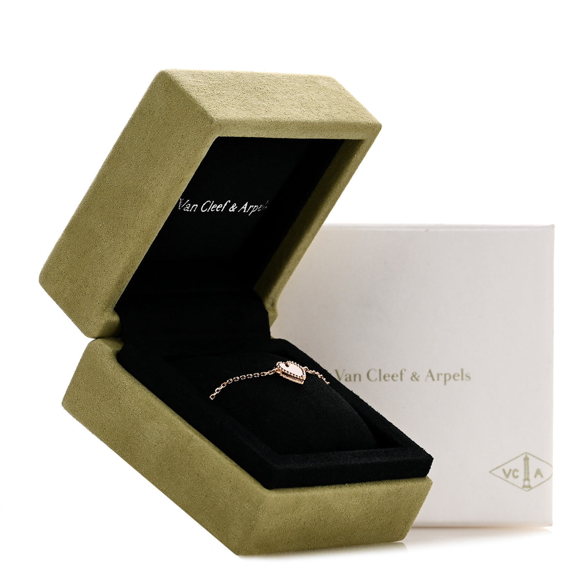 18K Rose Gold Carnelian Sweet Alhambra Heart Bracelet