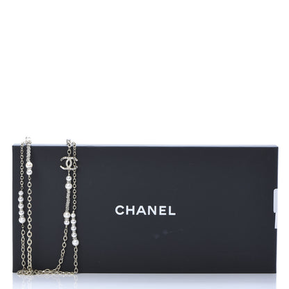 Chanel Pearl Crystal CC Long Necklace Gold 5 of 5