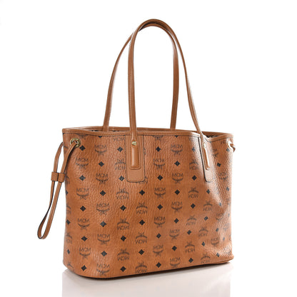 MCM Visetos Medium Liz Reversible Shopper Tote Cognac 3 of 9