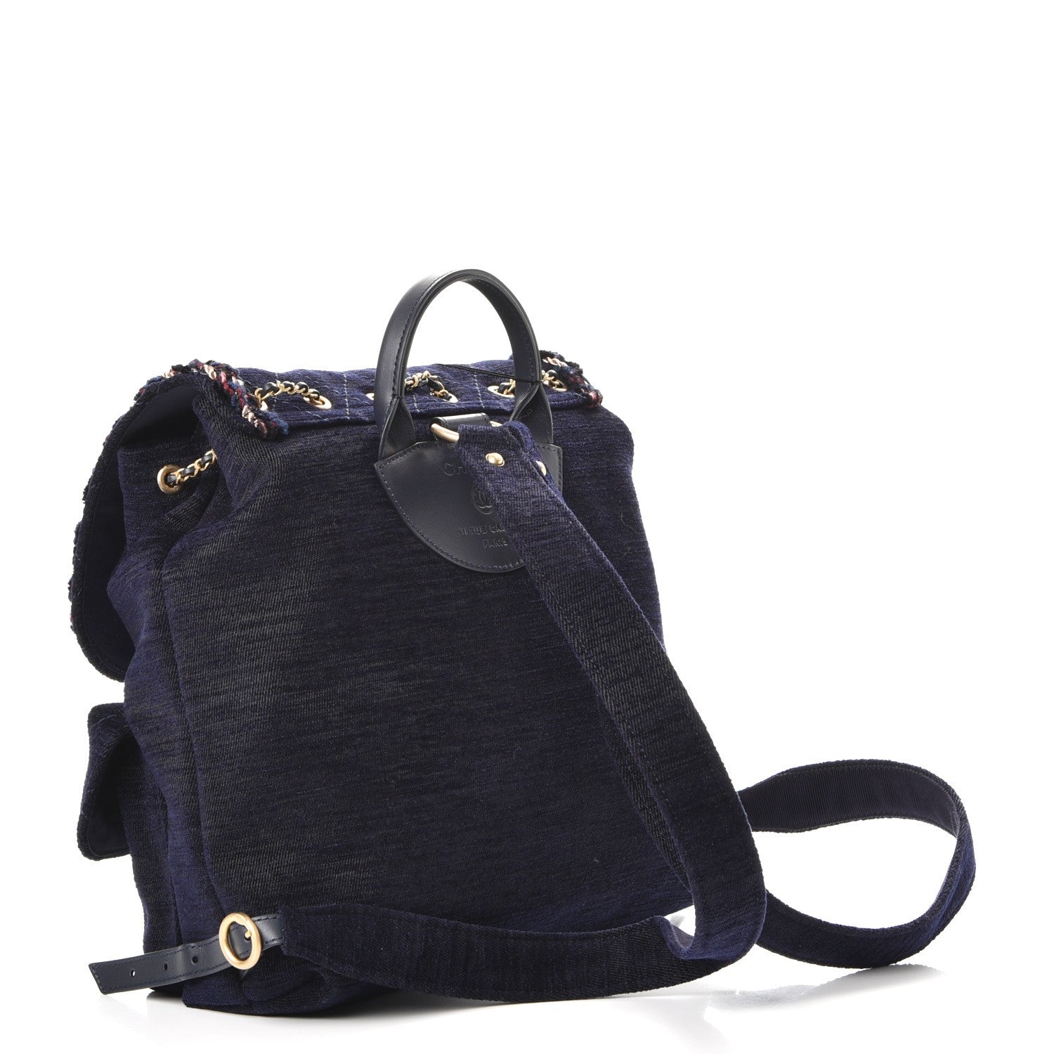 Chanel Wool Velvet Parisian Stroll Backpack Navy 3 of 7