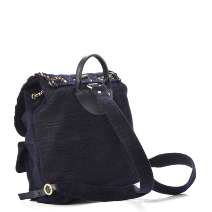Chanel Wool Velvet Parisian Stroll Backpack Navy 3 of 7