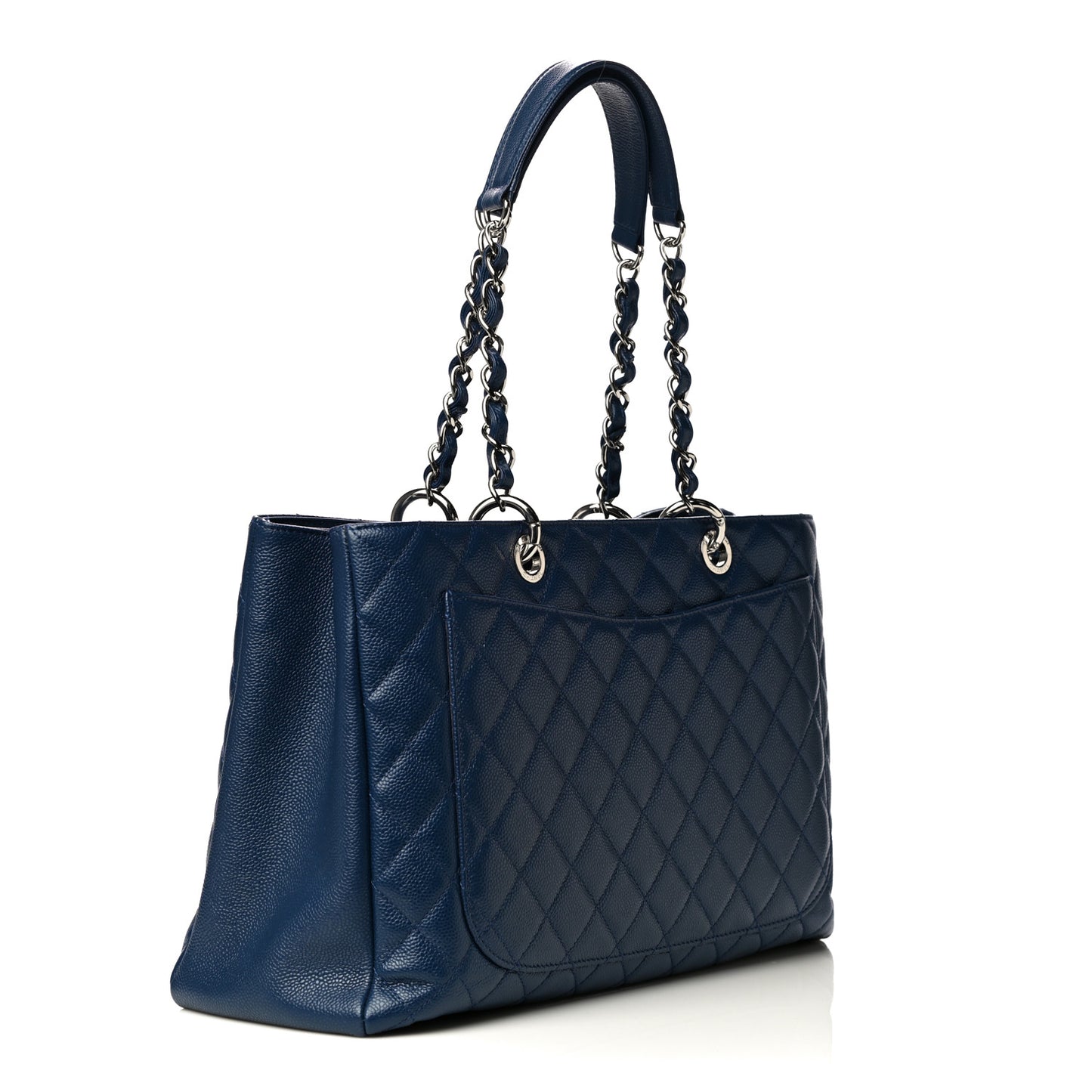 Caviar Quilted XL Grand Shopping Tote GST Navy Blue