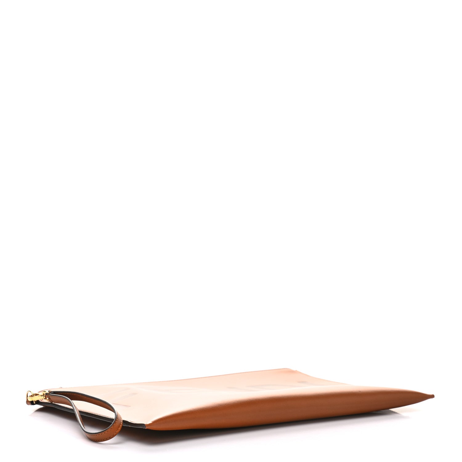 Fendi Vitello King Logo Embossed Large Flat Pouch Cuoio 4 of 8