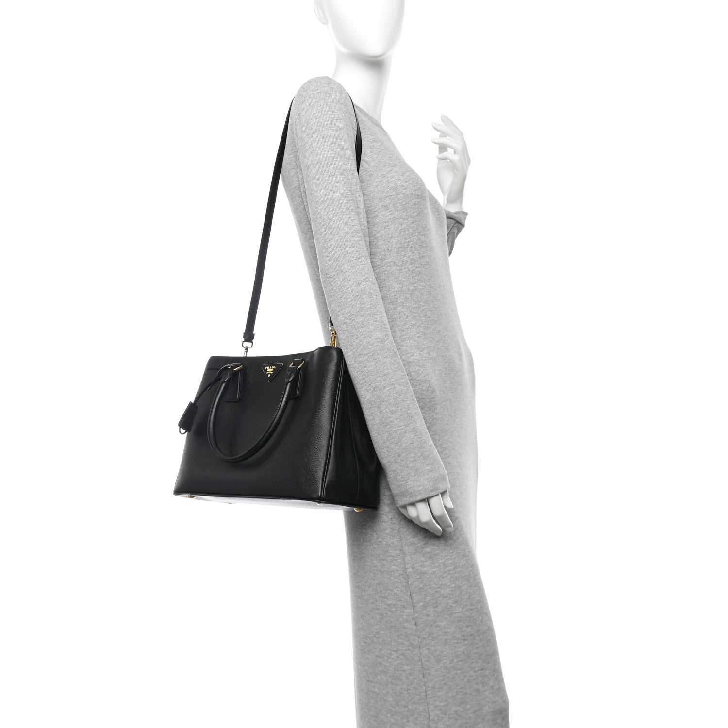 Prada Saffiano Lux Medium Tote Black 2 of 11