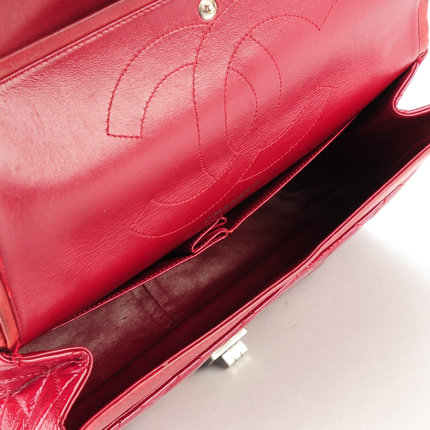 Chanel Distressed Patent Quilted 2.55 Reissue 227 Flap Red 5 of 13