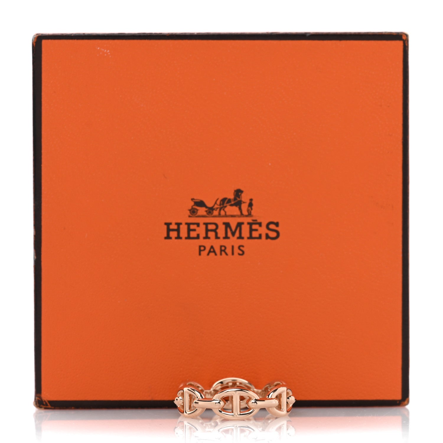 Hermes 18K Rose Gold PM Chaine d'Ancre Enchainee Ring 54 6.75 5 of 5