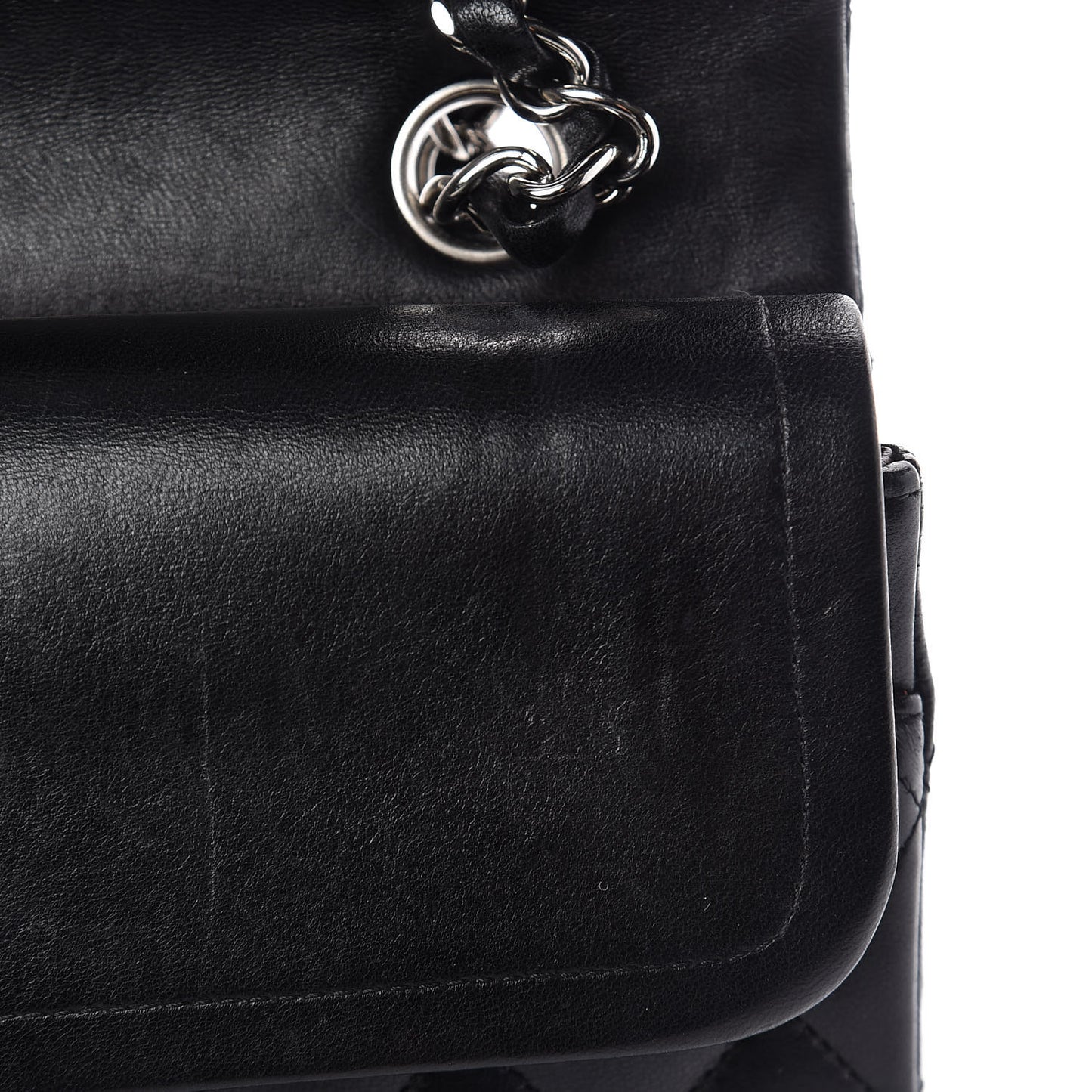 Lambskin Quilted Medium Double Flap Black