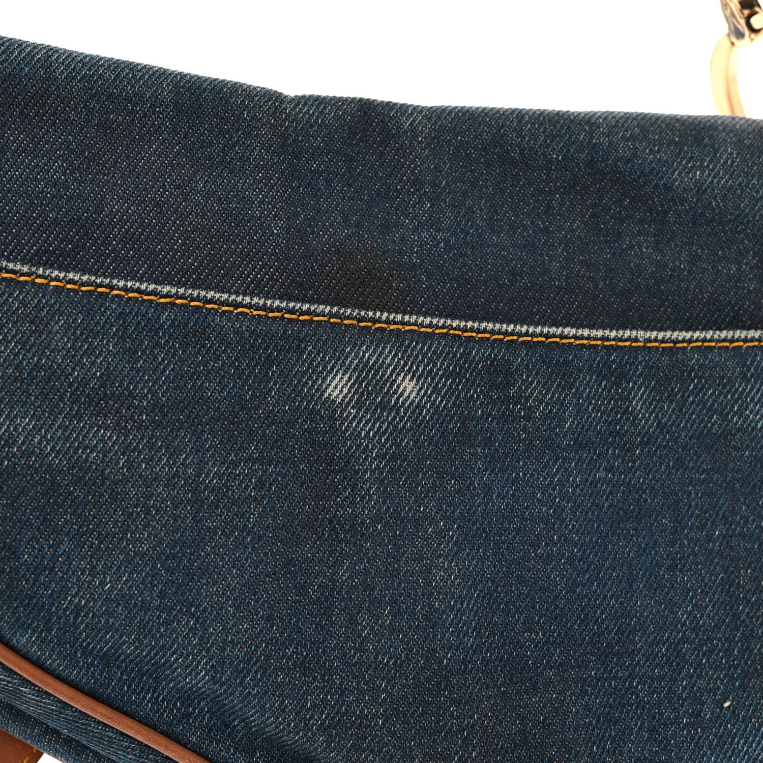 Christian Dior Denim Calfskin Saddle Bag Blue 11 of 11