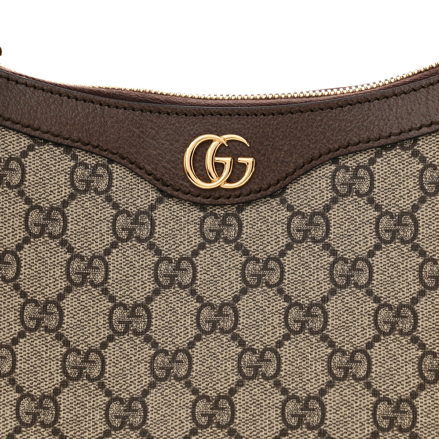GG Supreme Monogram Textured Dollar Calfskin Small Ophidia Hobo Beige Ebony New Acero