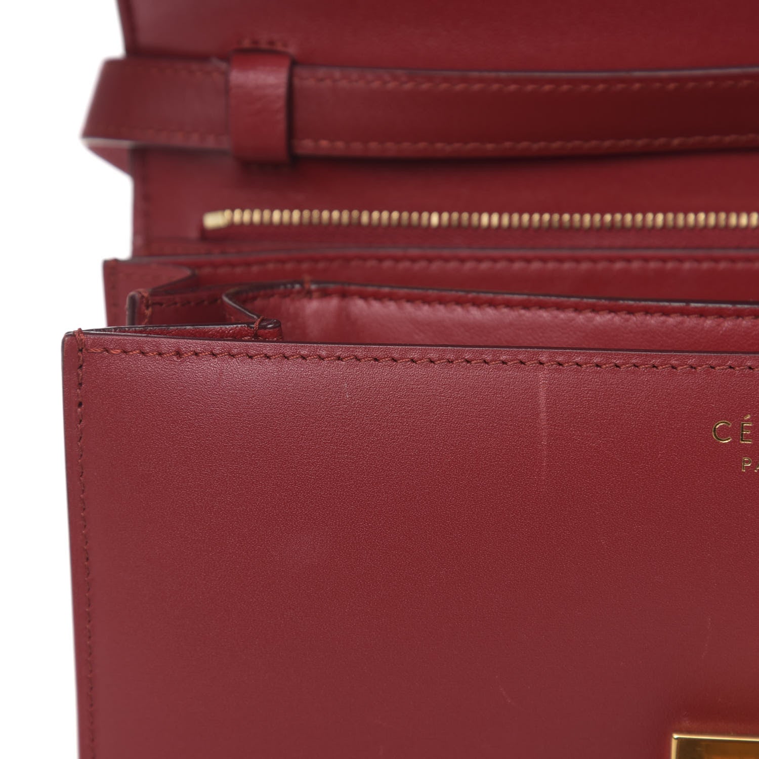 Celine Box Calfskin Medium Classic Box Flap Bag Red 10 of 15