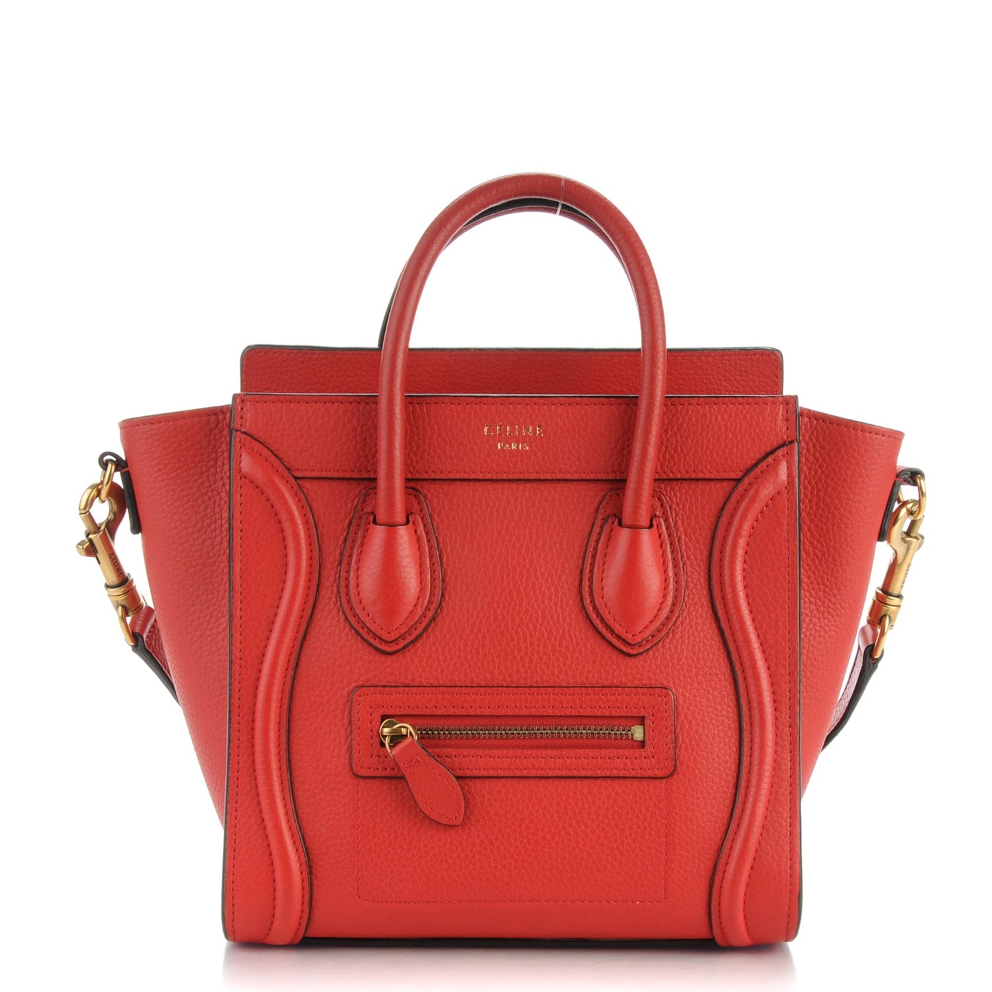 Drummed Calfskin Nano Luggage Coquelicot