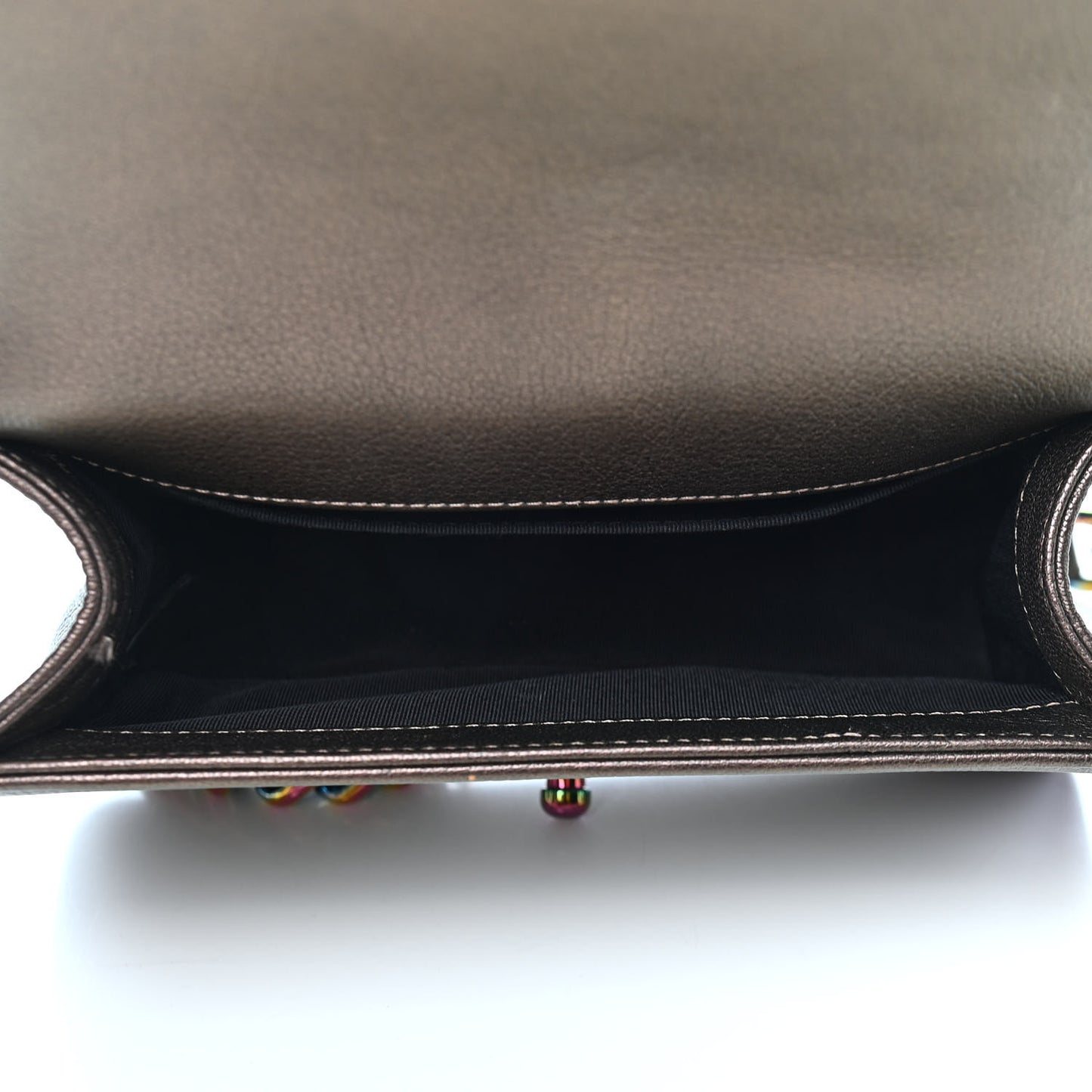 Iridescent Goatskin Quilted Small Boy Flap Brown