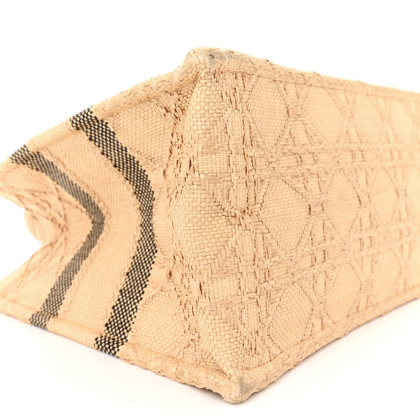 CHRISTIAN DIOR Raffia Cannage Medium Book Tote Natural