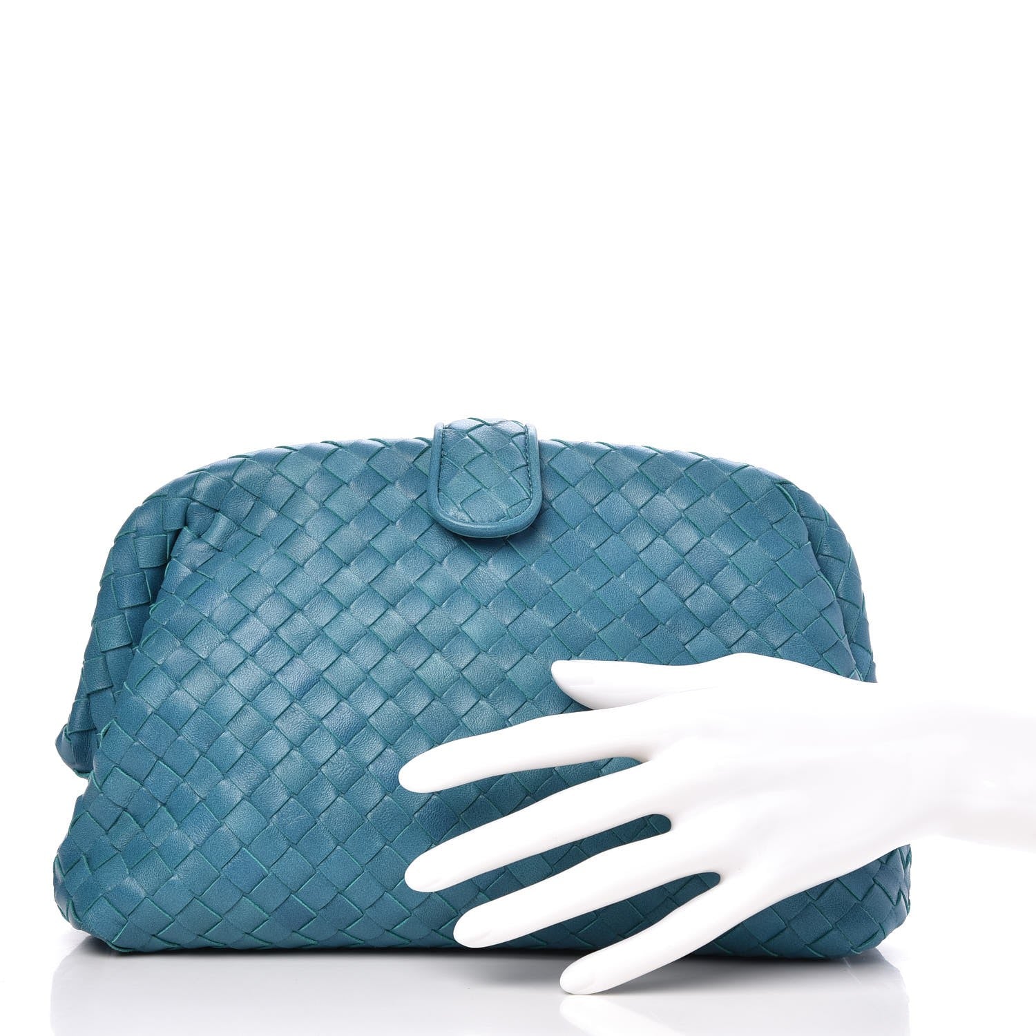 Bottega Veneta Nappa Intrecciato The Lauren 1980 Clutch Aqua 2 of 7