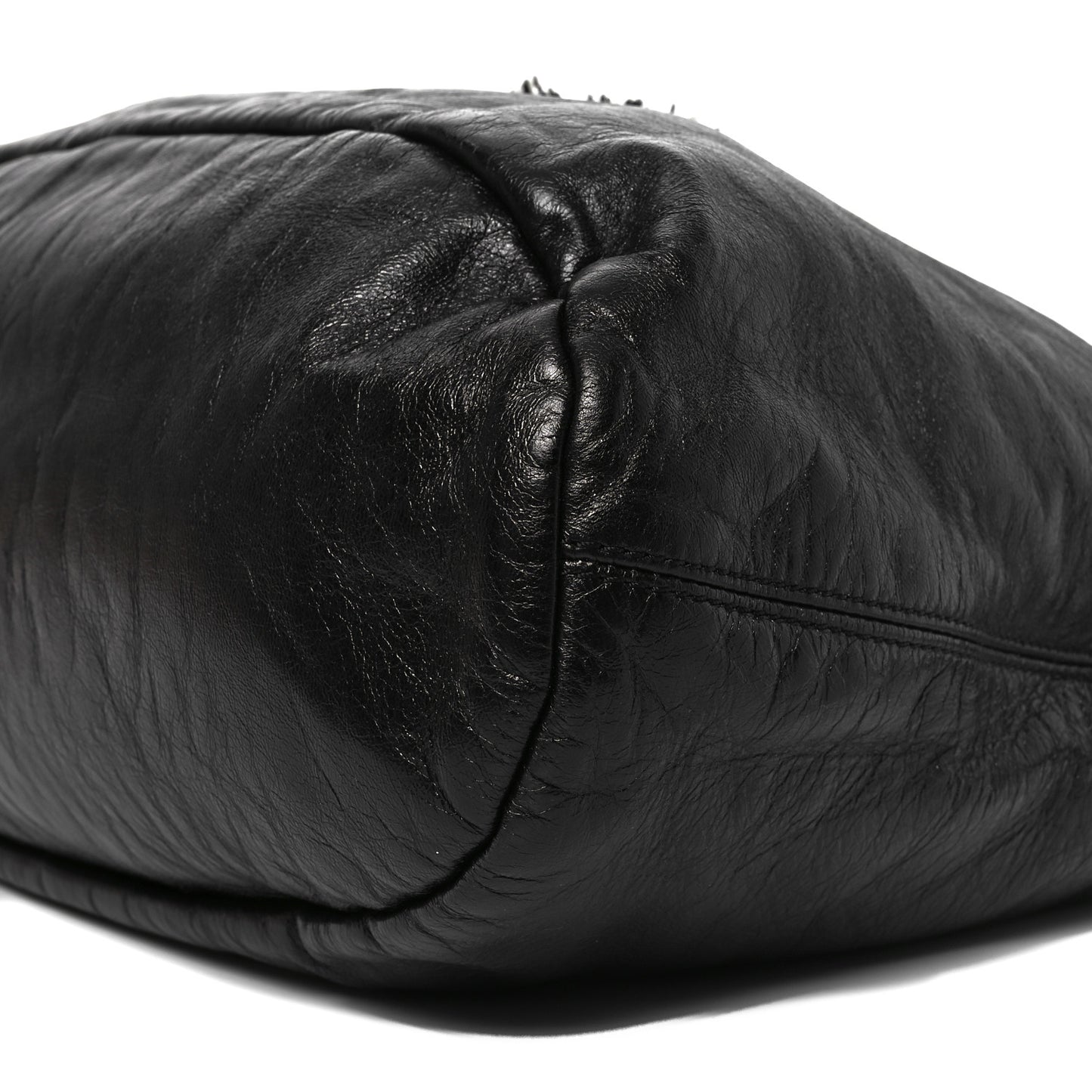 Tweed Lambskin Drawstring Tweedy Tote Black