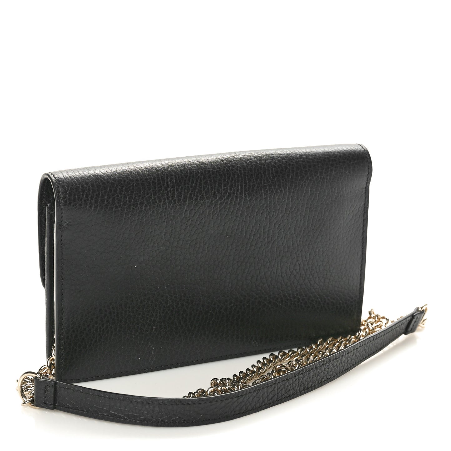 Dollar Calfskin Interlocking G Chain Wallet Black