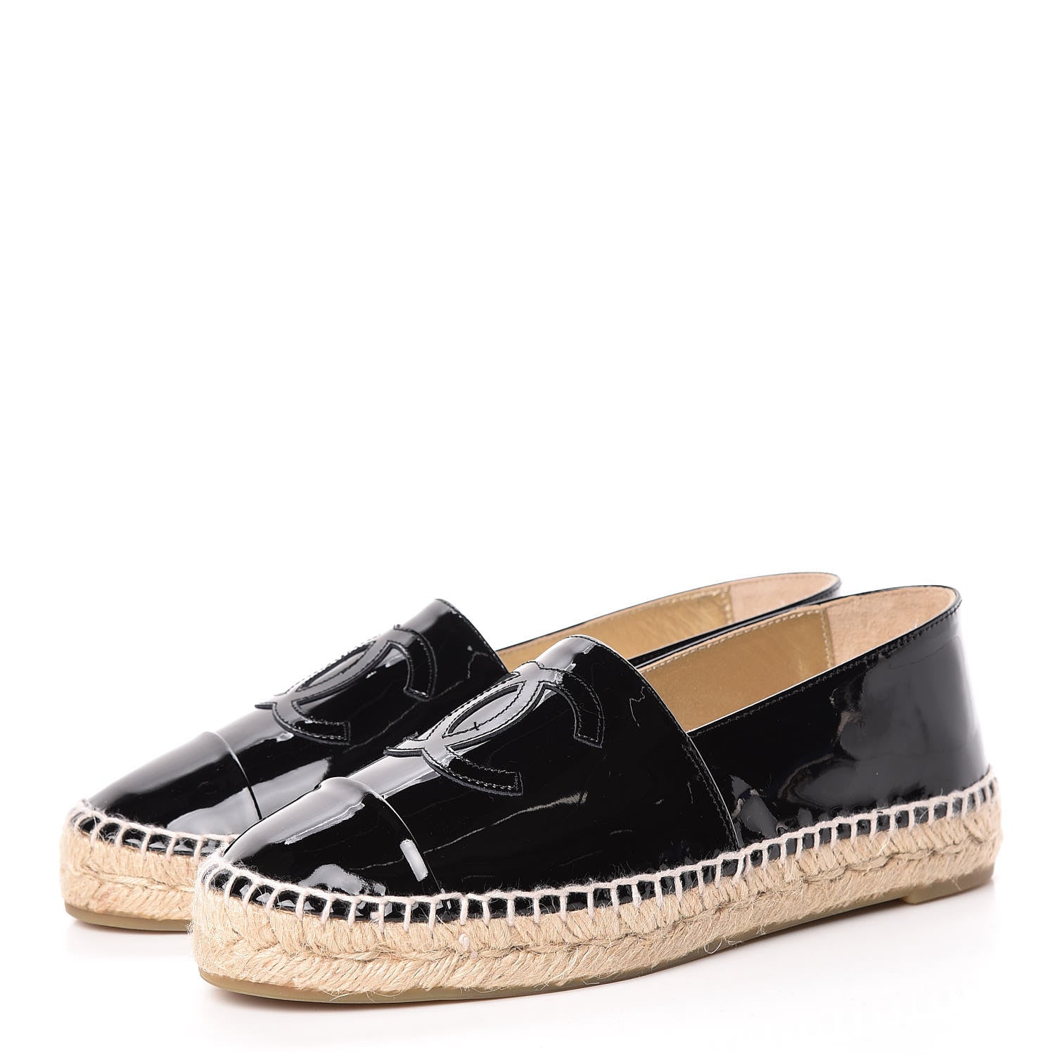 Chanel Patent CC Espadrilles 37 Black 3 of 9