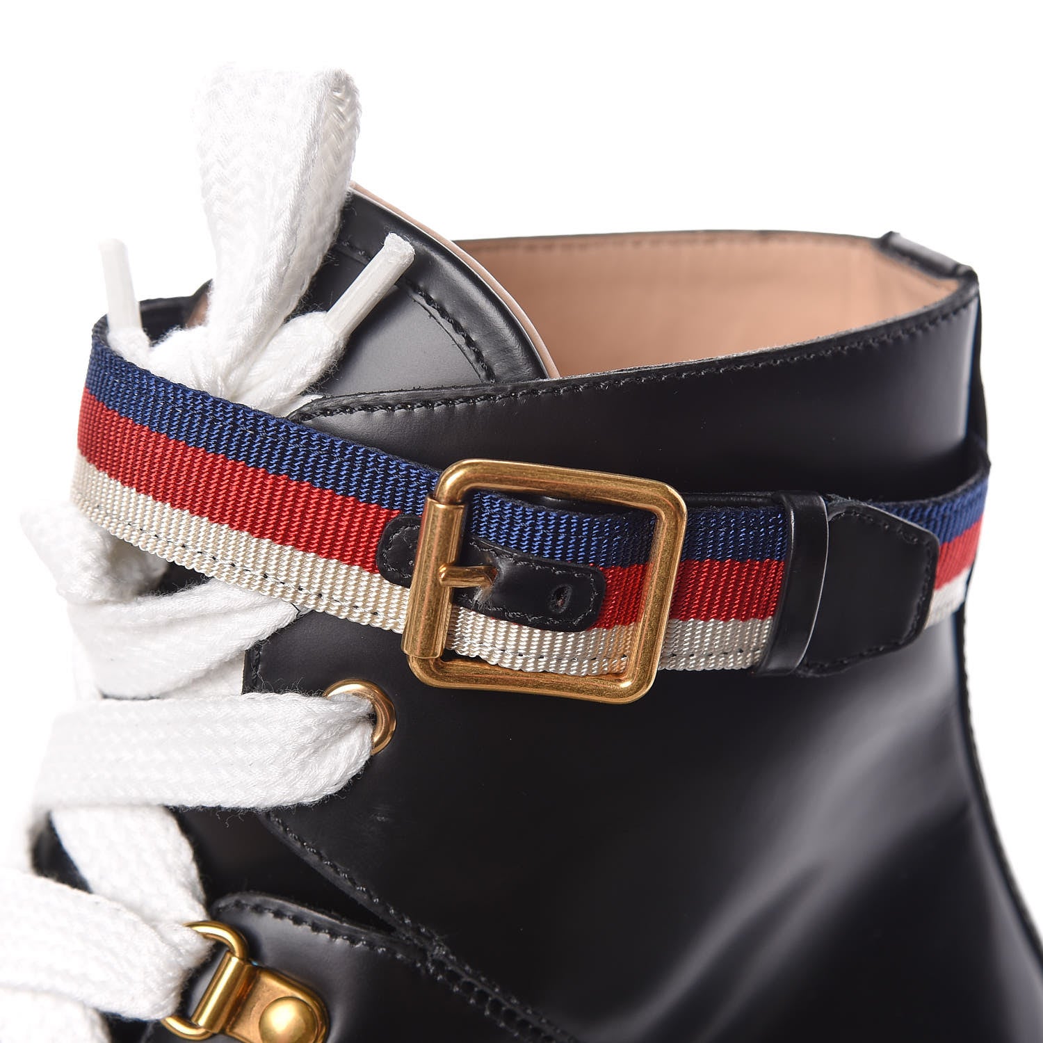 Gucci Calfskin Sylvie Web Lace Up Combat Boots 40 Black 11 of 11