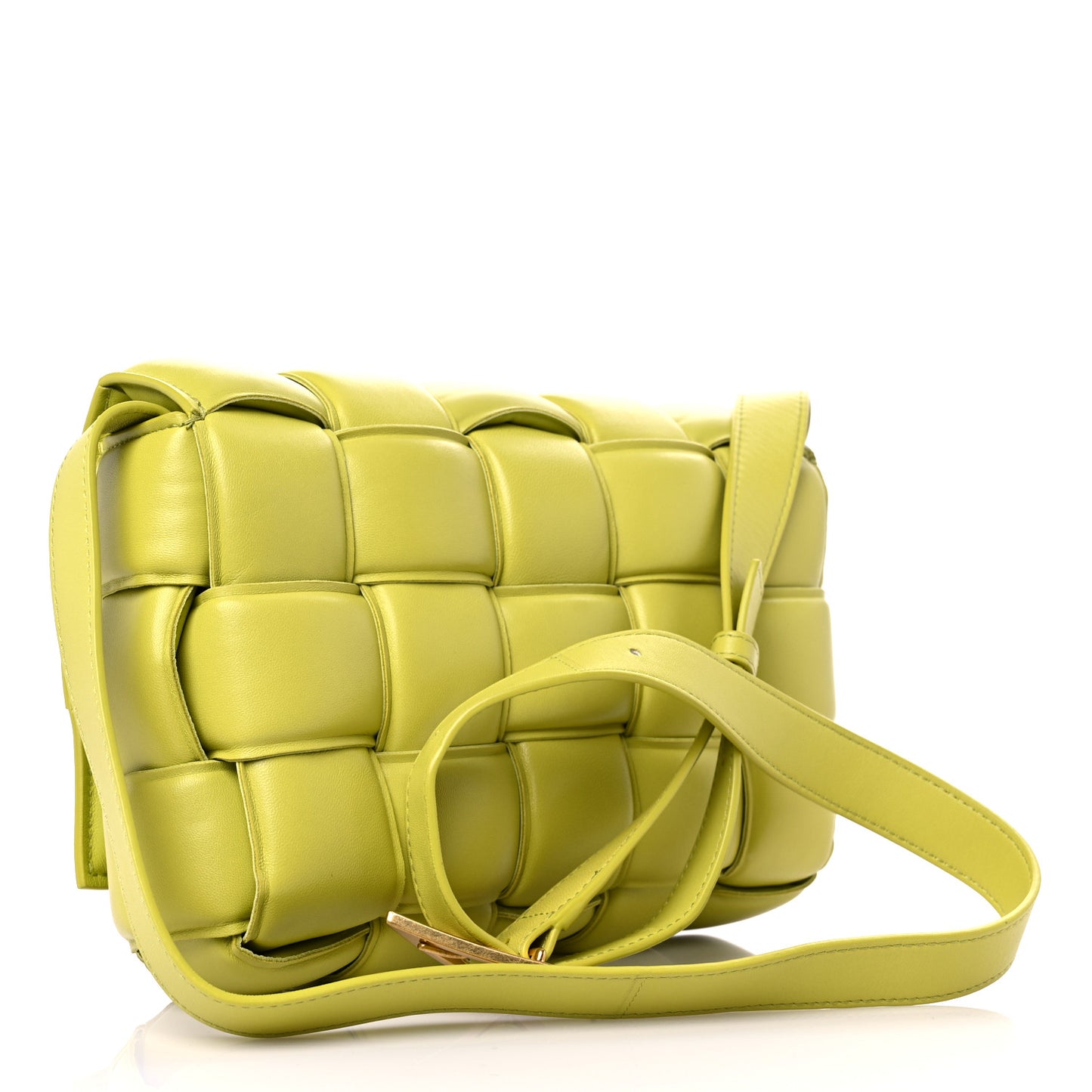 Nappa Maxi Intreccio Padded Cassette Crossbody Bag Kiwi